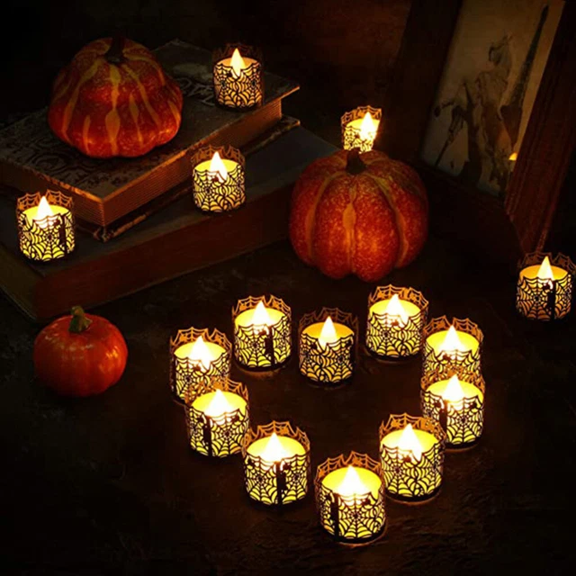 100 pz portacandele di carta Halloween portacandele nere portaluce tè