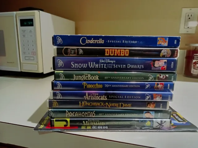 Disney Classic DVD Movies  Lot of 9 snow white,dumbo,cinderella,aristocat & more
