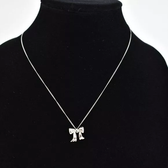 TIFFANY & CO Sterling Silver Bow Necklace 1400