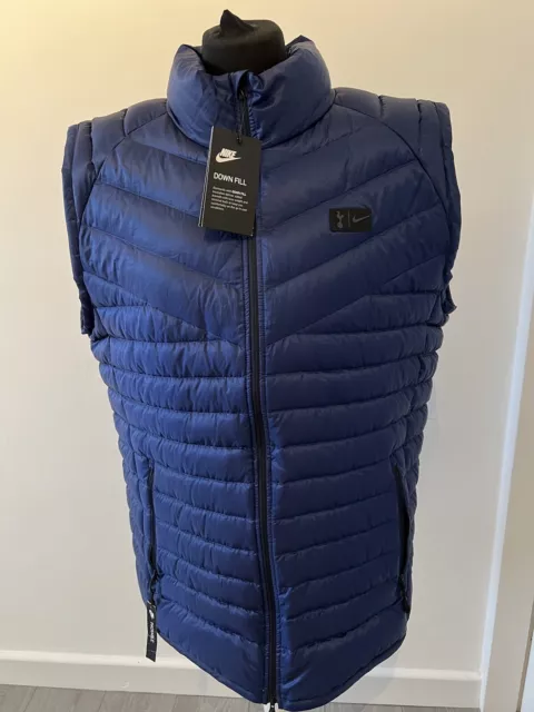 Tottenham Hotspur Gilet Mens X Large Nike Down Navy Blue Spurs Body Warmer