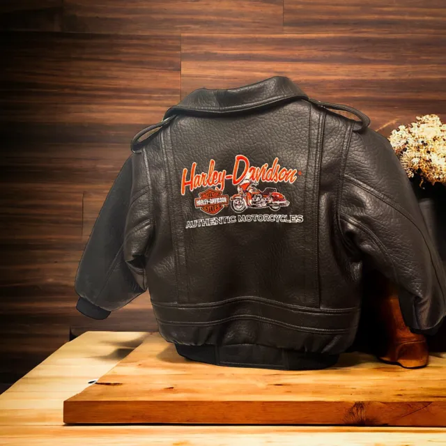 Adorable Harley Davidson Faux Leather Black Motorcycle Jacket Embroidered Logo 5