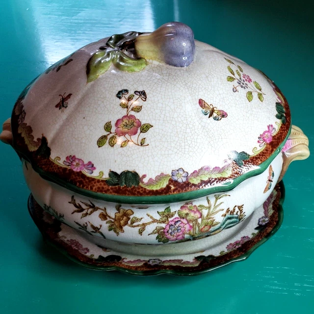 Burton & Burton Japanesque Butterflies Birds & Exotic Florals Covered Dish