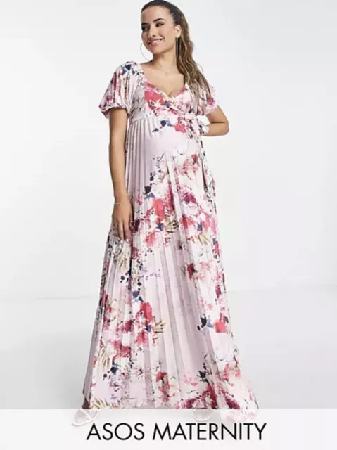 NEW Womens ASOS Maternity Long Dress Floral Midi Dress Size UK 12 RRP:£95