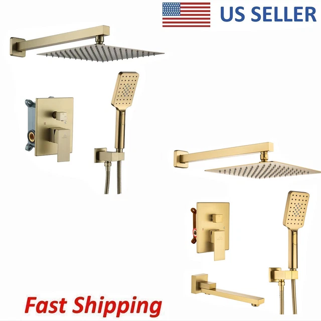 CASAINC Wall Mount Rainfall Shower Head Bathroom Shower Faucet Set Shower Kit