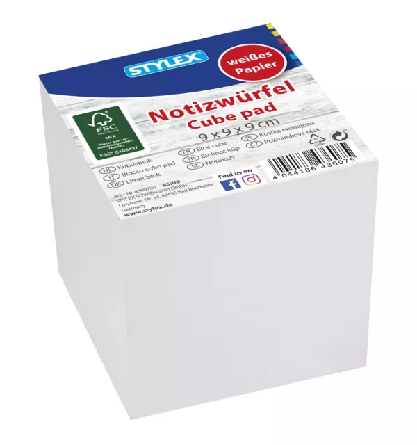 Notizwürfel / 90 X 90 X 80 mm / mit 850 lose Notizzettel