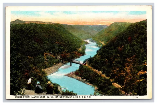 Vintage Postcard West Virginia, View From Hawks Nest on New River & C.&O.R.R. WV