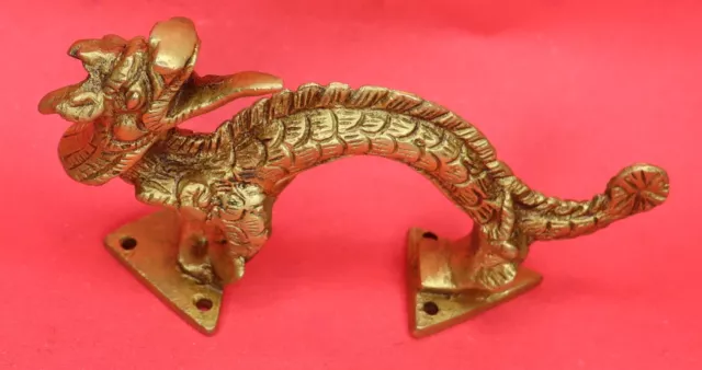 Dragon Shape Victorian Antique Style Handmade Solid Brass Door Pull Handle Knob 3