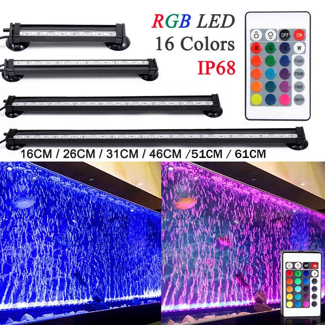 Multi-color RGB LED Air Bubble Curtain Submersible Light Fish Tank Aquarium UK