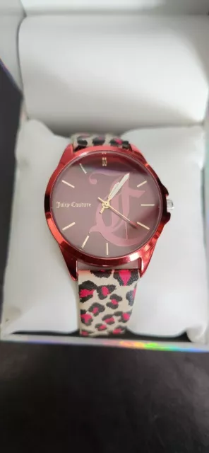 Juicy Couture Black Label Red Leopard Watch Open Box New With Tag