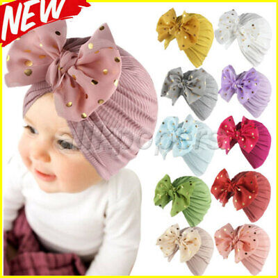 Infant Baby Girls Beanie Turban Hat Bow Knot Cap Newborn Head Wrap Kids Headband