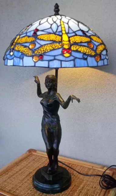 Grande Lampada Da Tavolo in Stile Tiffany Lampada in bronzo