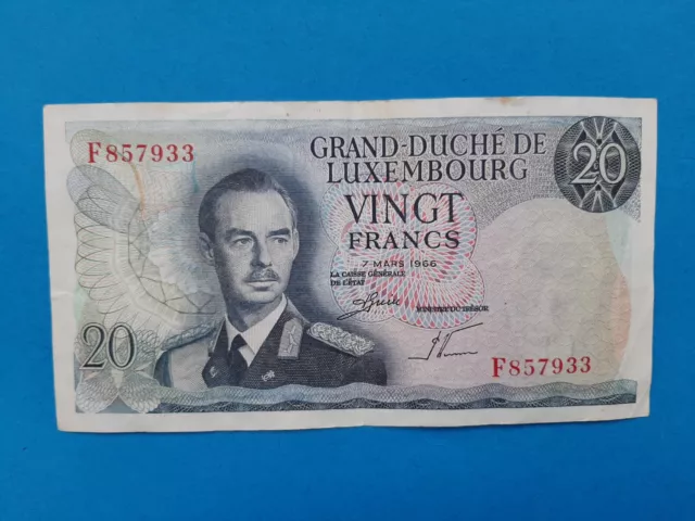 1 x  20 Francs Luxemburg / Geldschein Banknote vom 07.03.1966