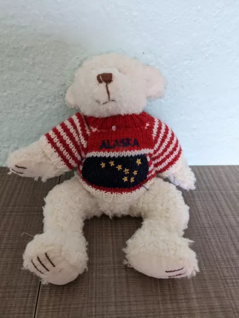 Arctic Circle Ent Alaska Berry Patch Bears 8” White Jointed Polar Bear Patriotic