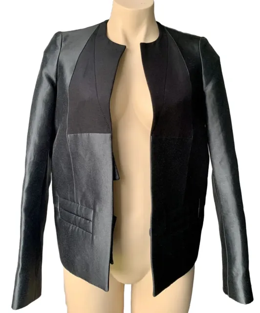 NWT Balenciaga Silk + Cotton Jacket Size 36 Grey+Black $2250 Made In France