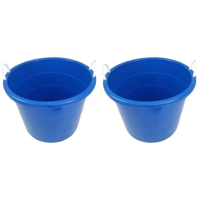 Homz 18 Gal Plastic Storage Round Utility Tub with Handles, Blue (2 Pack) (Used)