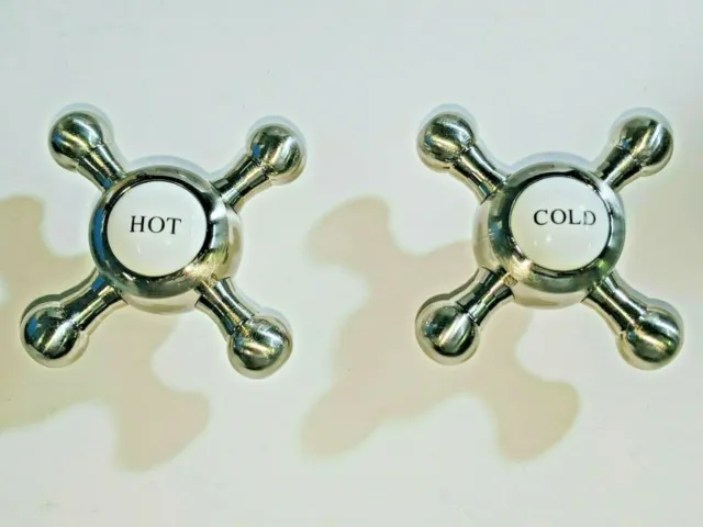 1 Pair Signature Hardware Brass Porcelain Cross Handles Brushed Nickel (lok-315)