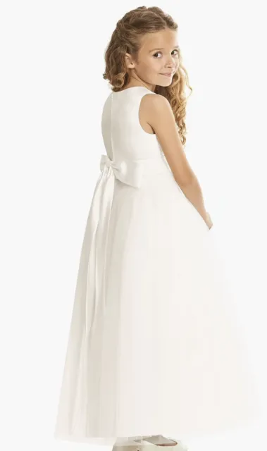 Dessy collection flower girl dress in ivory with blush sash 2t. NWT. $200 2