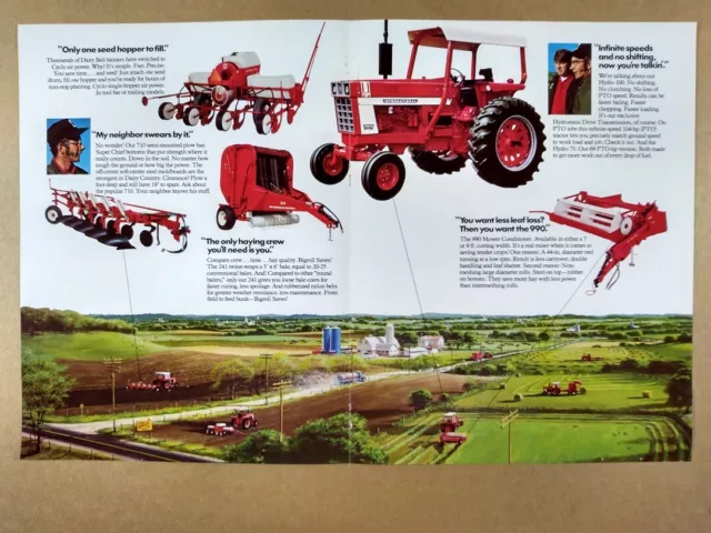 1975 IH International Harvester Hydro 100 Tractor 241 Baler vintage print Ad