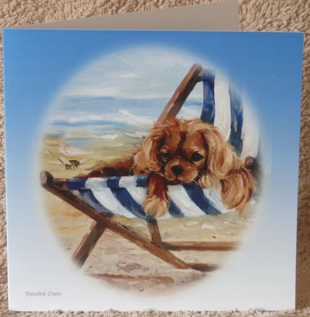 Cavalier King Charles Spaniel Dog Greeting Card 03 Sandra Coen Artist