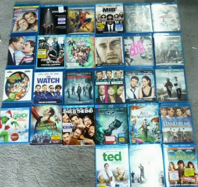 Large lot of 27 Blu-ray DVDs -assorted comedy drama action kids All are Blu-ray!