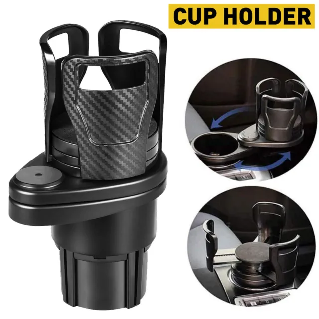 Car Double Cup Holder Expander Auto Drink Holder 360° Rotating Adjustable  Base