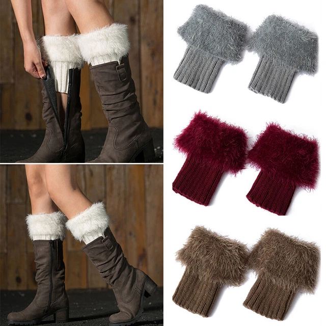 Guêtres Courtes En Fausse Fourrure Pour Femme - Taille Unique, Longueur 20 Cm - Pour Bottes, Déguisement, Tenue D'hiver
