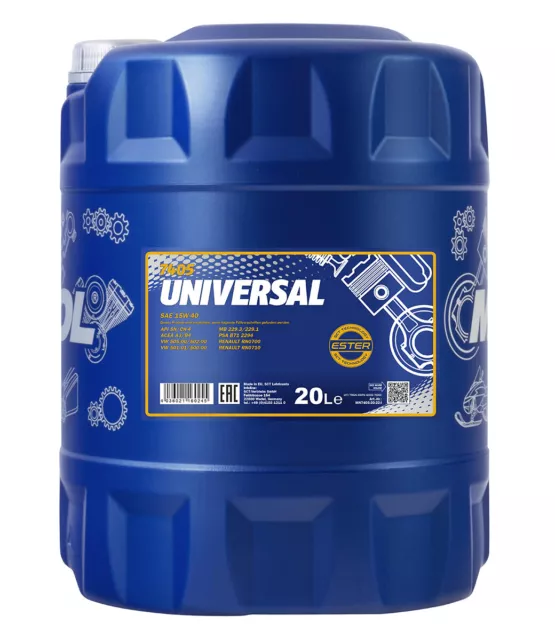 20 Liter MANNOL Universal 15W-40 Motoröl API SN/CH-4 ACEA A3/B4