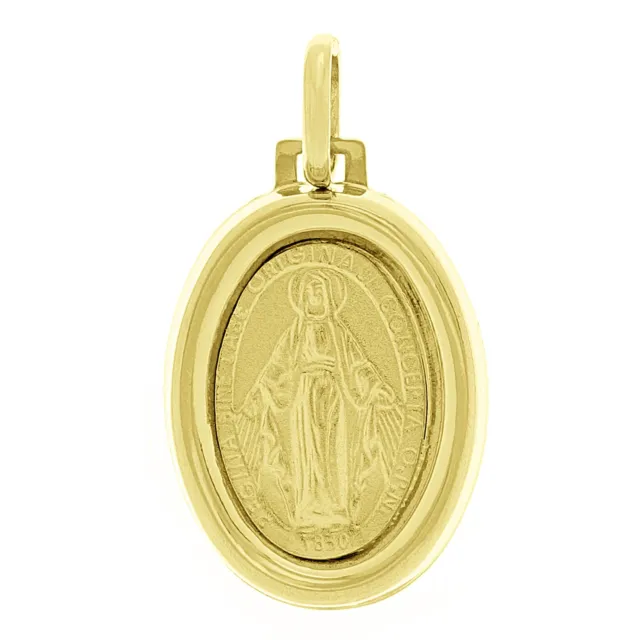 14k Yellow Gold Regina Sine Labe Originali Concepta O.P.N Catholic Metal Pendant