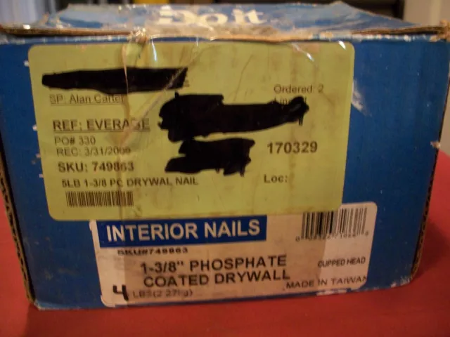 4 Lbs of Phosphate Coated Drywall Nails 1-3/8" Cupped Head, NOS