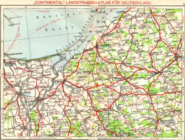 Danzig. Continental Landstrassen-Atlas für Deutschland, Blatt 8. Maßstab: 1 : 50