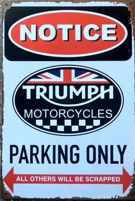 Triumph motorcycles Parking only brand new.  tin metal sign MAN CAVE