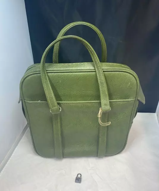 Vintage Retro Samsonite Fashionaire Green Carry On Case Overnight Bag Luggage