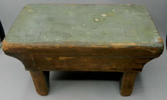Beautiful 19th Century Green Foot Stool with 'Perfect' Mortise & Tenon