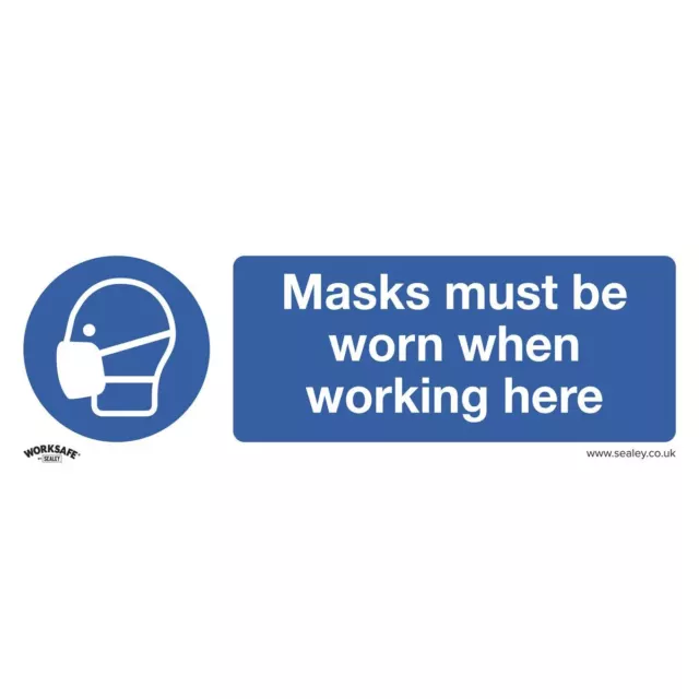 Sealey Safety Sign - Masks Must Be Worn - Self-Adhesive Vinyl - Pack of 10