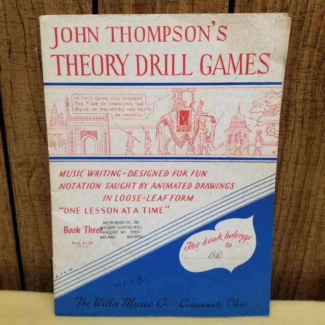 John Thompson's Vintage Theory Drill Games Loose Leaf Book Three 1956