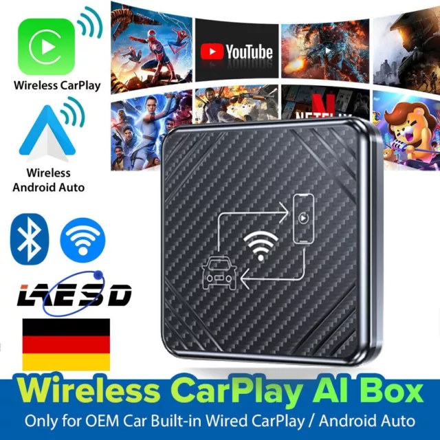 Wireless Carplay AI Box Android Auto Adapter Converter mit Netflix YouTube WIFI