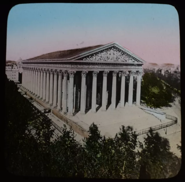 Magic Lantern Slide THE CHURCH OF THE MADELEINE PARIS C1888 EARLY PHOTO FRANCE