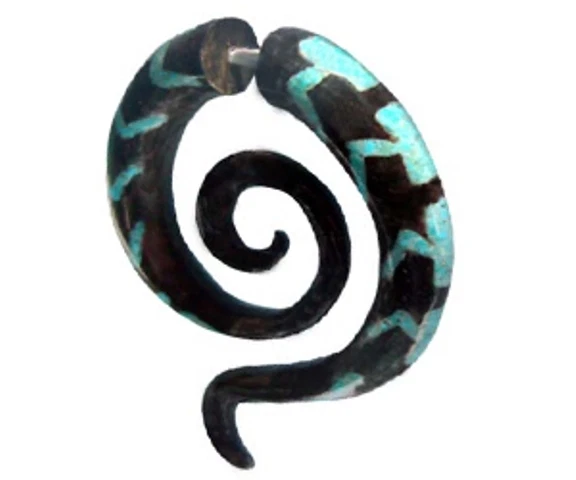 Tribal Organic Turquoise Fake Gauge Stretcher Handmade Bohemian Women's Fashion