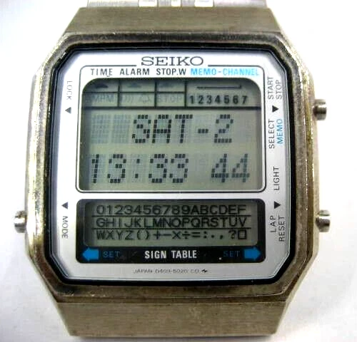 Smart Watch Seiko Vintage anni '80 Tavolo Insegna Memoria Digitale D409-5020 Raro In perfette condizioni