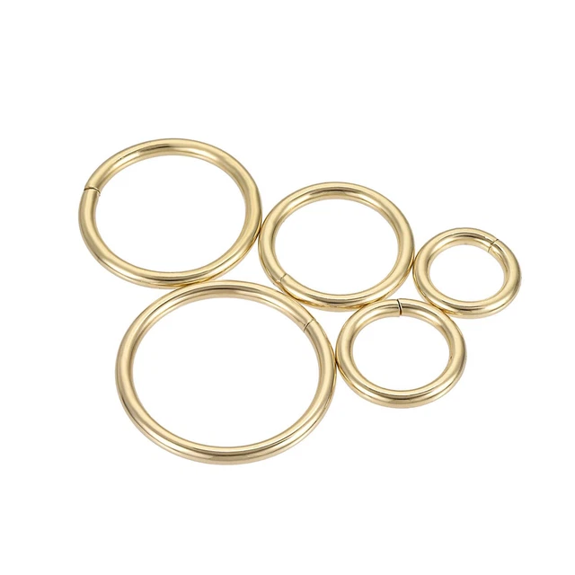 Metallo O Ring 16mm/20mm/25mm/32mm/38mm ID,Ferro Anelli Tono Oro 50pz