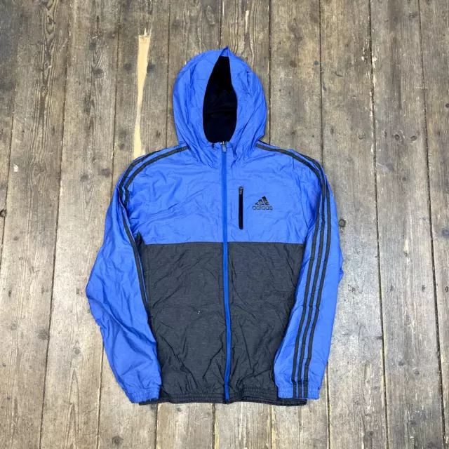 Adidas Track Jacket Vintage Y2K Full Zip Windbreaker Coat, Blue, Mens Medium