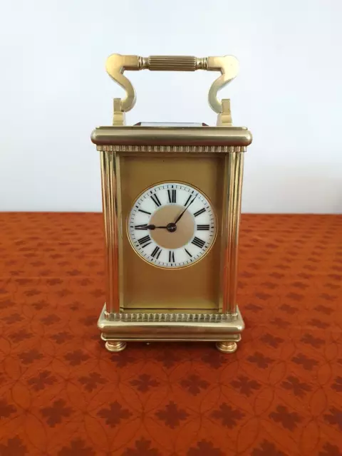 A BEAUTIFUL SMALL MASKED STRIKING CARRIAGE CLOCK by MAKER HENRI JACOT C1880/90