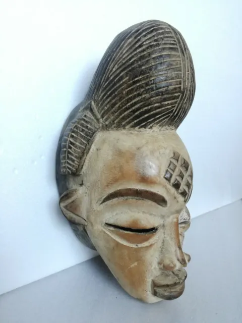Mask African Gabon Wooden Carved Ethnic Painted Xx Century Africa 35cm