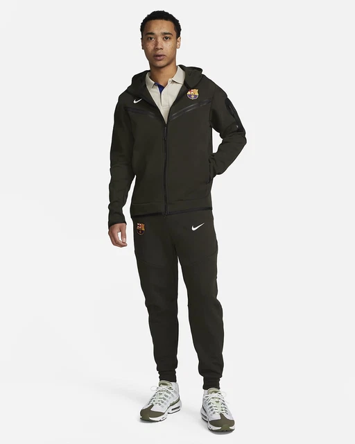 Felpa con cappuccio FC Barcelona Tech Pile Windrunner Nike con cerniera tuta taglia M sequoia/bianca
