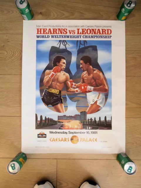 SUGAR RAY LEONARD vs. THOMAS HEARNS (1): Original Caesars CCTV Boxing Poster 10D