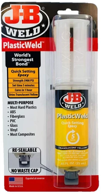 J-B Weld 50132 Plasticweld Quick-Setting Epoxy Syringe - Translucent Yellow - 25
