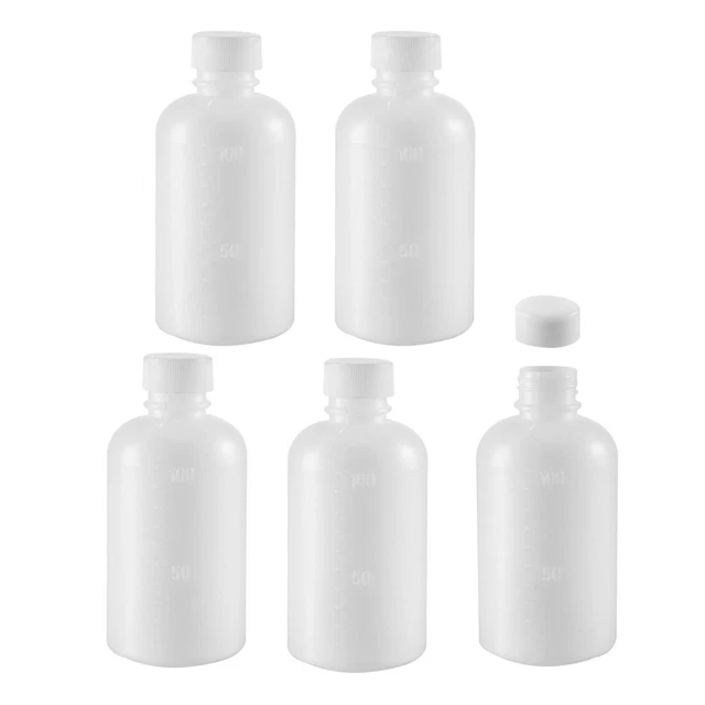 Laboratoire Chimique Bouteille Plastique 100ml/3.4oz Petit Bouche Conteneur 5Pcs