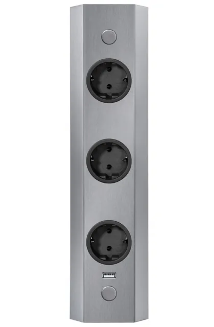 THEBO Energie-Ecksäule ST 3081/320 USB mit drei Schuko-Steckplätzen und USB-P...