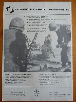 3/1985 PUB THOMSON BRANDT PEUGEOT P4 MORTIER 120 MM MORTAR ARMEE FRANCAISE AD 