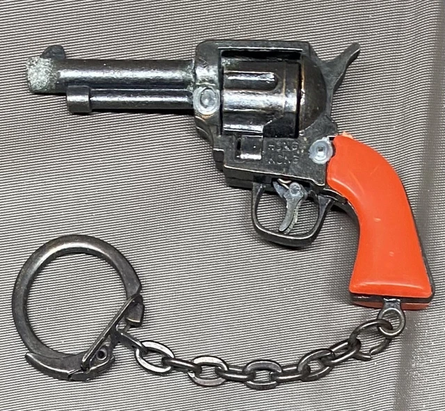 VINTAGE VICTORY MINIATURE Cap Gun Pistol Revolver Metal Red Handle